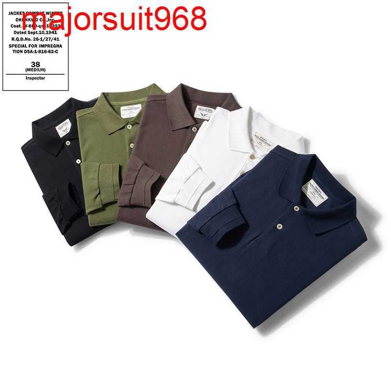 

OKONKWO Basic 240g Solid polo shirt Men's Long Sleeve Polo T-shirt, 2203 brown