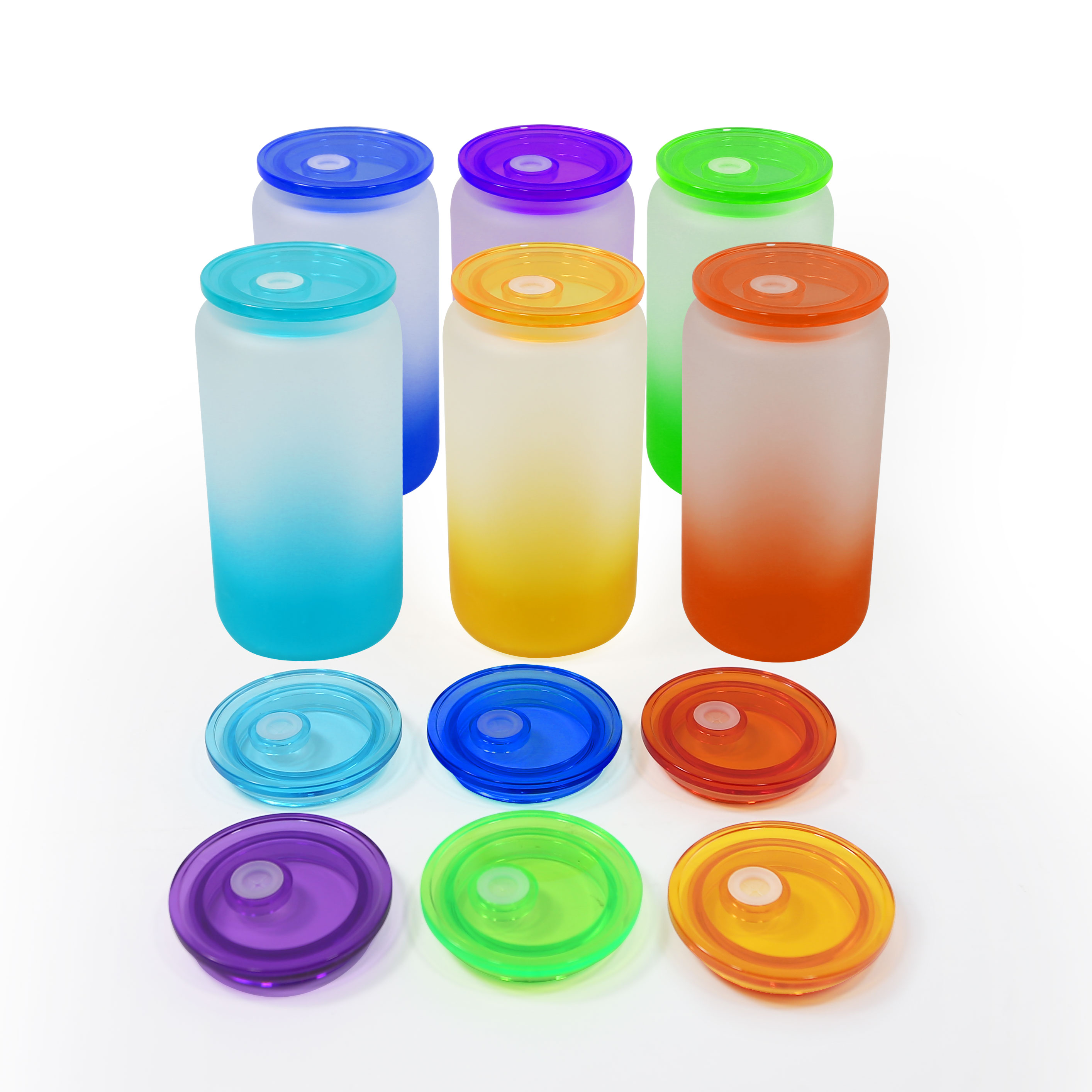 

Colored Replacement lids for 16oz glass tumbler Plastic sealing lid PP material Spill Proof Splash Resistant cover for straight cup