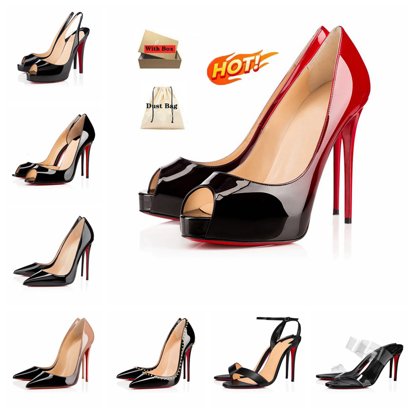 

Designer slingback heels Women High Heel Shoes Red Shiny Bottoms 8cm 10cm 12cm Thin Heels Womens Dress Shoes Black Nude Patent Leather Woman Pumps with dust bag Sandal, Item (27)