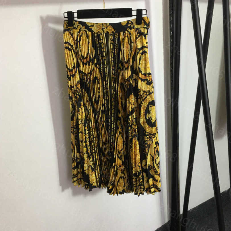 

23ss womens designer clothing designer Skirts Vintage print high-waisted pleated half skirt High quality women clothes a1