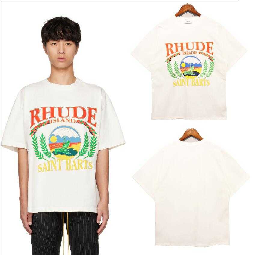 

Men' Hoodies Sweatshirts 23SS New Style Sunset Beach Print Rhude T Shirt Men Women EU Size 100% Cotton Rhude Top Tees Fashion Summer Tiny Spark
