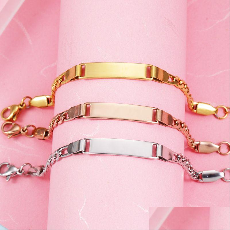 

Other Bracelets Personalize Engrave Baby Name Bracelet Stainless Steel Gold Chain Smooth Bangle Adjustable Child Id Saft Jewelry Dro Dhk5Q