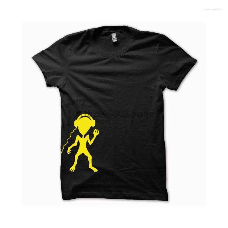 

Men' T Shirts Men Shirt T-shirt Alien Dj Roswell Yellow On Black Tshirts Women, Men-darkpurple