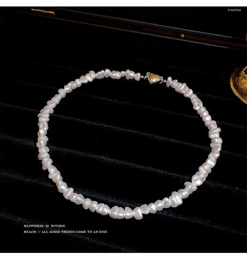

Pendant Necklaces Korean Version Of Love Magnetic Suction Baroque Irregular Pearl Fashion Trend Sweet Necklace Female