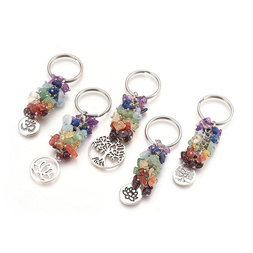 

Keychains Lanyards Natural Crystal Keychain Pendant Broken Gems Tassel Lage Decoration Key Chain Gift Keyring Drop Delivery Fashio Dhf4J