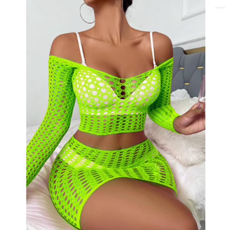 

Casual Dresses Lingerie Set Woman Babydoll Exotic Apparel Catsuit Underwear Chemises Teddies Costume Long Sleeves Sleepwear Sexy Mini Dress