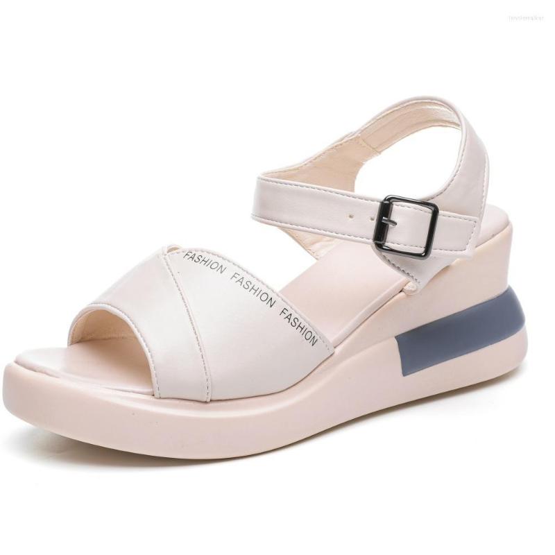 

Sandals Fashion Casual Retro Platform Wedge Women 2023 Spring Autumn Women's One-line Buckle With High Heels Roman Shoes, Black