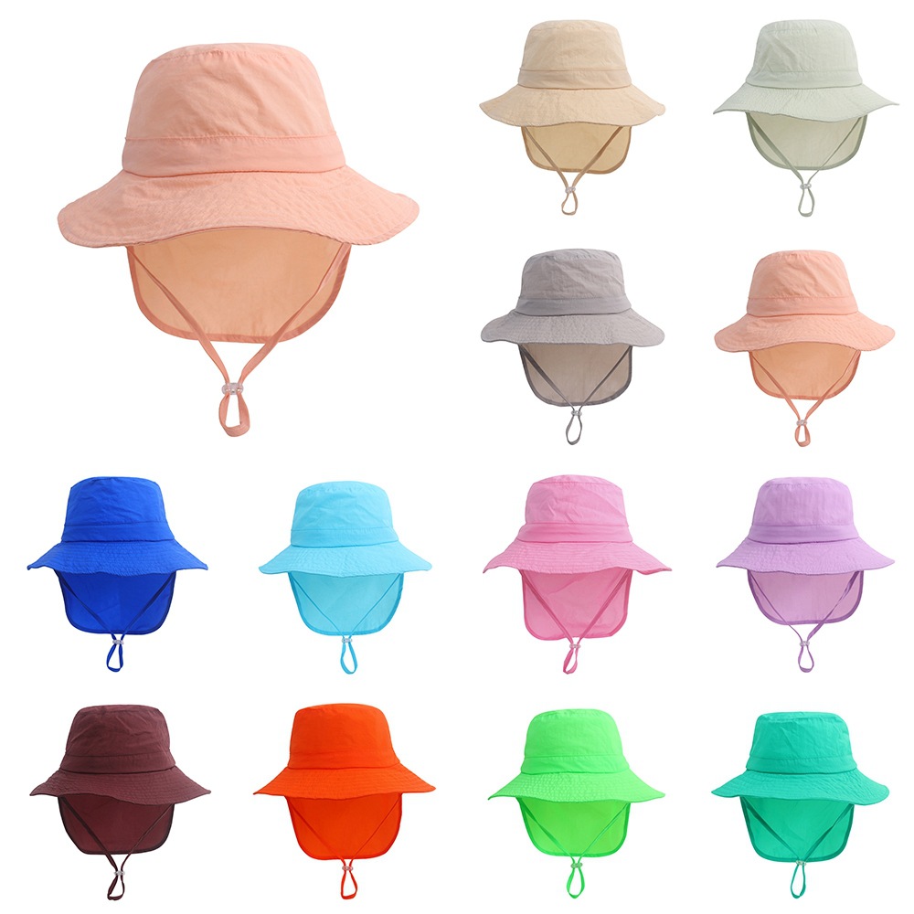

Children's Sunshade Fisherman Hat Solid Color Quick Drying Sunscreen Sun Hat Outdoor Men And Women's Cape Hat, Mix