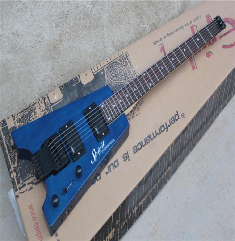 

Custom Shop Blue Steinberger Spirit Headless Electric Guitar Without Headstock EMG Pickups Tremolo Bridge Top Selling6050605