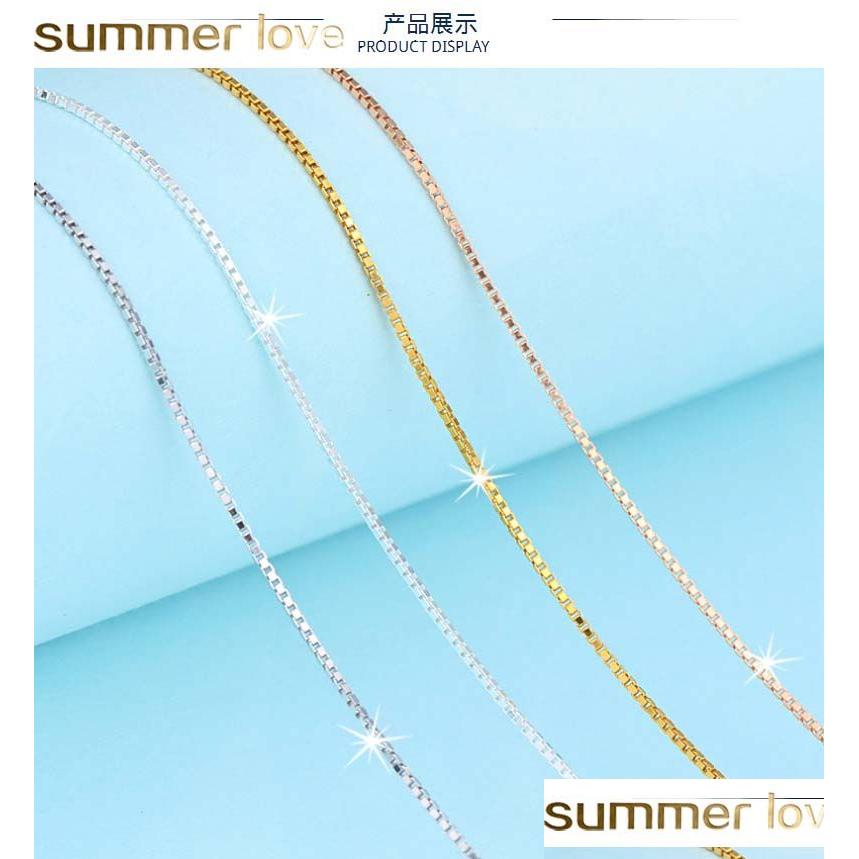 

Chains 925 Sterling Sier 0.65Mm 0.8Mm Box Chain Necklace 16 18 For Pendants Wholesale Jewelry Making Drop Delivery Necklaces Dh61H
