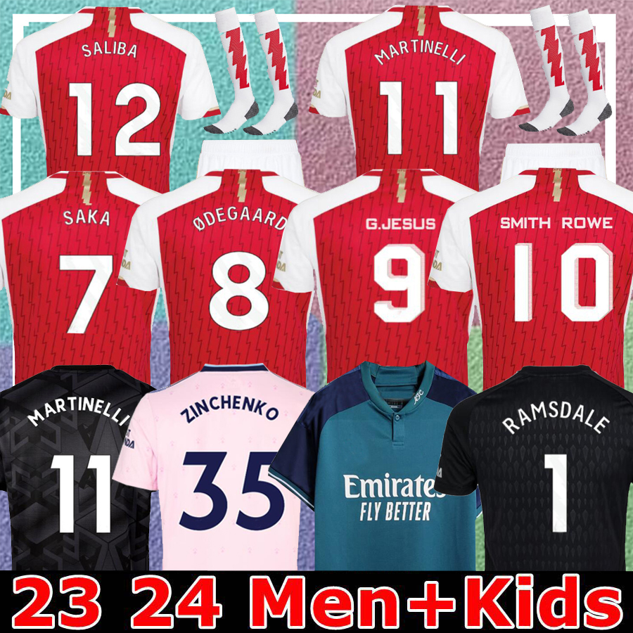

23 24 new love icon black soccer jersey SMITH ROWE G.JESUS SALIBA Fans Player version tops tee shirts NKETIAH MARTINELLI pink football kits shirt Men Kids sets 81009, 22 23 away kids
