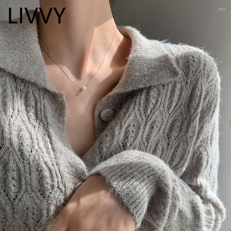 

Pendant Necklaces LIVVY Silver Color Simple Fashion Pearl Chain Necklace Charming Woman Party Birthday Fine Jewelry