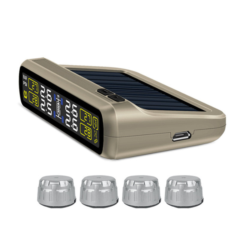 

Car tire pressure monitor with built-in external universal 881 solar powered charging TPMS