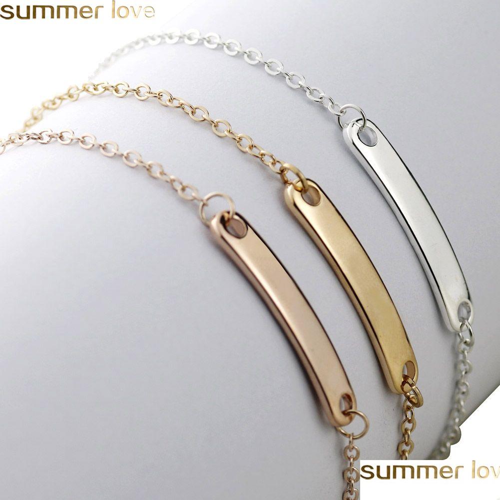

Charm Bracelets Stainless Steel Blank Bar Bracelet Gold Can Custom Name Id Initial For Women Personalize Jewelry Friends Gift Drop De Dhz8N