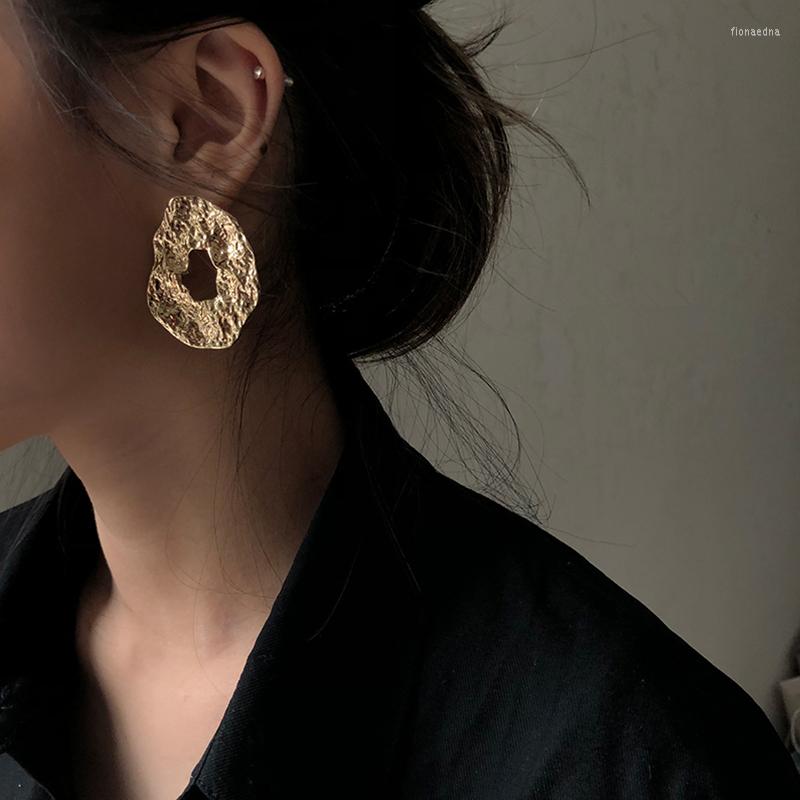 

Dangle Earrings Geometric Irregular Drop For Women Unique Design Exaggerated Gold Color Hollow Metal Oorbellen Wholesale