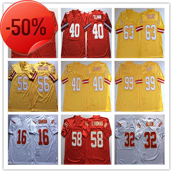 

Men Vintage Derrick Thomas Len Dawson Joe Montana Pat Tillman Hardy Nickerson Lee Roy Selmon Warren Sapp Mike Alstott MN Football Jersey, As pic