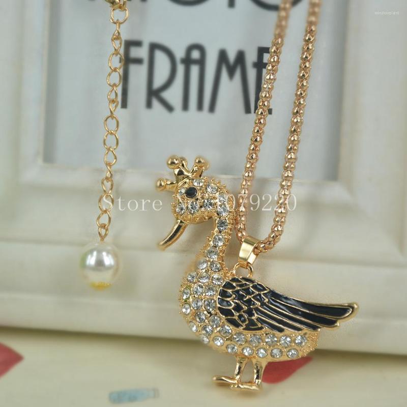 

Pendant Necklaces Duck Sweater Bead Necklace Jewelry Crystal Women Long Pendants Rhinestone Chain Christmas Valentine's Gift