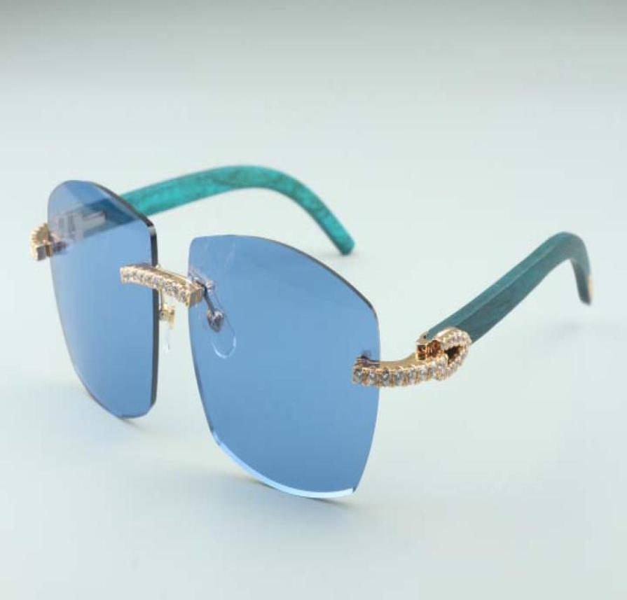 

new large diamonds sunglasses T4189706A pure natural blue wooden temples Factory direct top quality fashion unisex glasses4101070