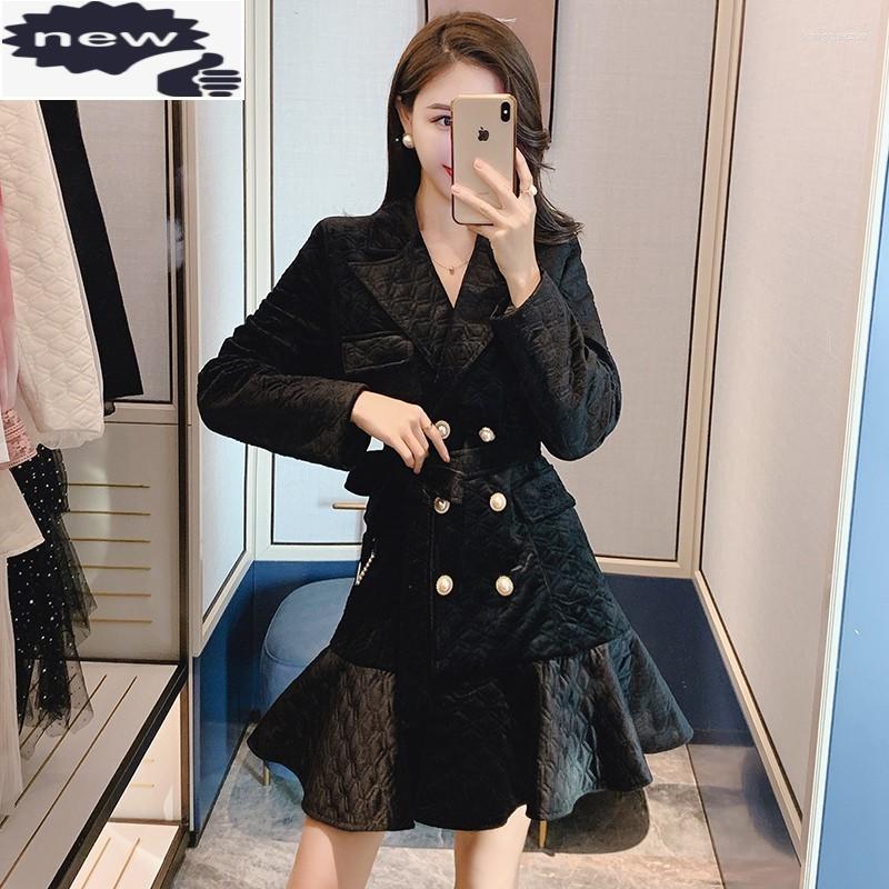 

Casual Dresses Elegant Designer Double Breasted A-Line Female 2023 Office Lady Long Sleeve Ruffle Short Dress Streetwear Party Vestidos