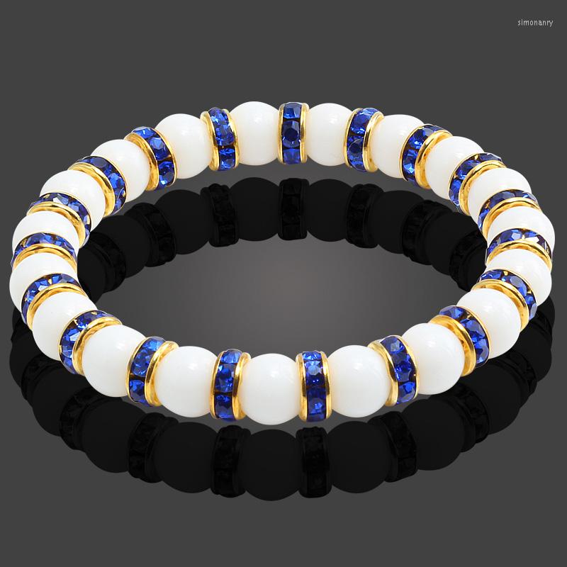 

Strand 11 Style Natural Stone Chakra Elastic Bracelet Men White Porcelain Healing Balance Beads Reiki Buddha Prayer For Women
