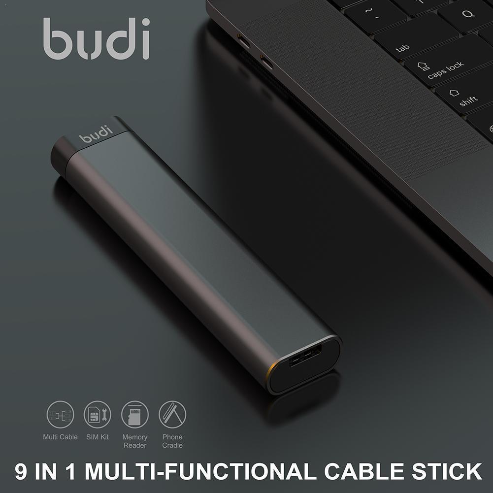 

Chargers 2022 BUDI Multifunction Smart Adapter Card Storage Data Cable USB Box Universal 15W Charger for Huawei Xiaomi Samsung Super