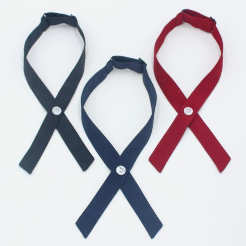

Neck Ties Solid Color Thin Cross Bow Tie Blouse Buckle Preppy Style Thailand School Uniform Jk Accessories For Women