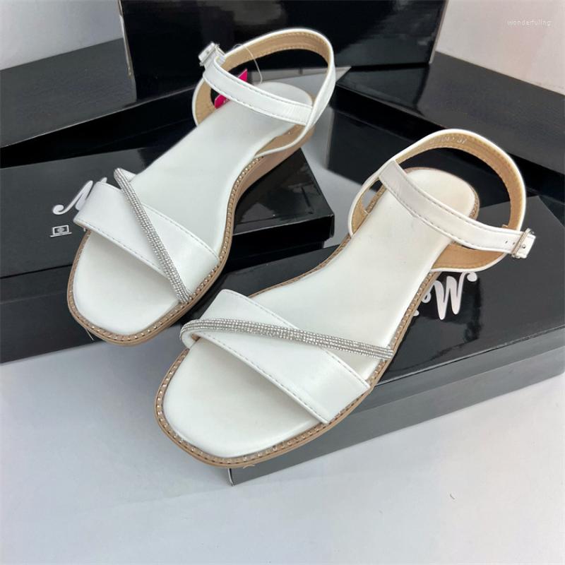 

Sandals 2023 Summer Women's Shoes Breathable Open Toe Casual Concise Flat Footwear Water Diamond Wedges Back Strap Ladies, Beige