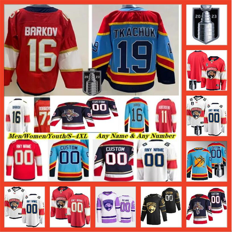 

Stanley Cup Final Hockey Jersey Ice Hockey Matthew Tkachuk Jerseys MNHLFFFFF Aaron Ekblad Aleksander Barkov Sergei Bobrovsky Navy Blue Red White Stitched For Man, Color