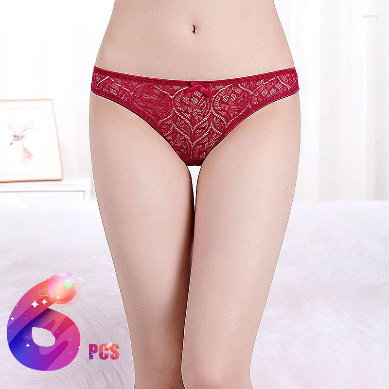 

Women's Panties CHRLEISURE 6 PCS/Set Women's Nylon Thong Lace Sexy Underwear Low Waist Thin Breathable, 6color