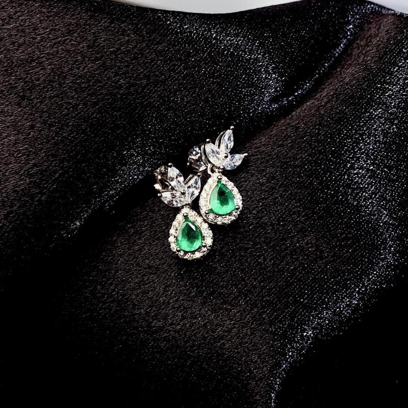 

Dangle Earrings Natural Emerald Stud Female Silver 925 Wedding Gemstone Sterling Certified Jewelry Boutique
