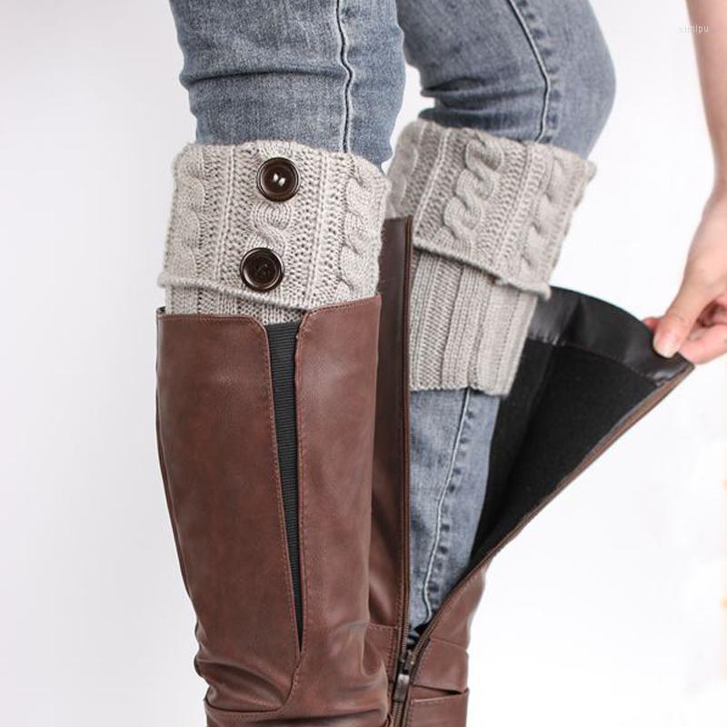 

Women Socks Solid Color Crochet Boot Cover Keep Warm Toppers Gaiters, Beige