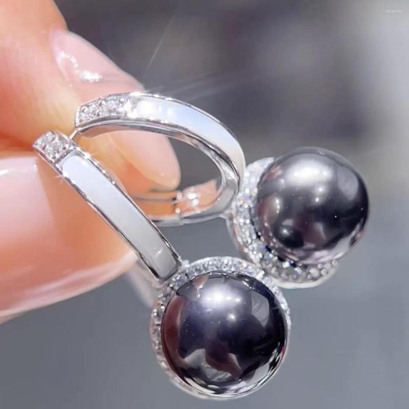 

Dangle Earrings XX Pearl Fine Jewelry Solid 925 Silver Round 8-9mm Nature Ocean Sea Water Tahiti Black Pearls Drop