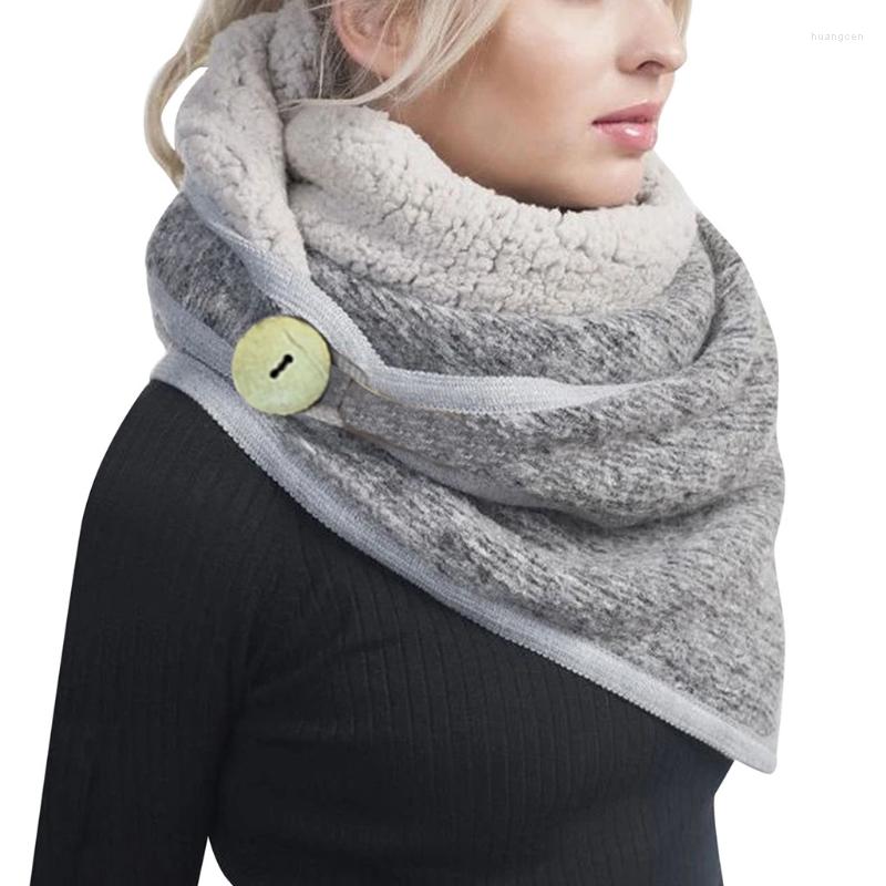 

Scarves Women Minimalist Contrast Color Button Triangle Scarf Winter Thicken Thermal Neck Warmer Cold Weather Shawl Wrap Poncho