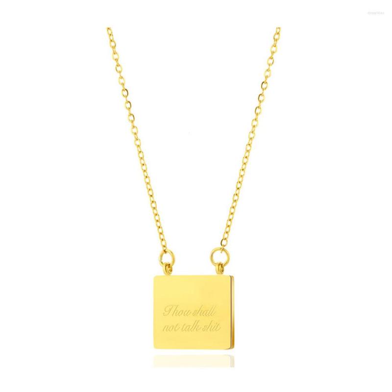 

Pendant Necklaces Yoiumit Temperament Simple Clavicle Chain Letter Square 14K Gold-plated Necklace Fashion Stainless Steel Neck