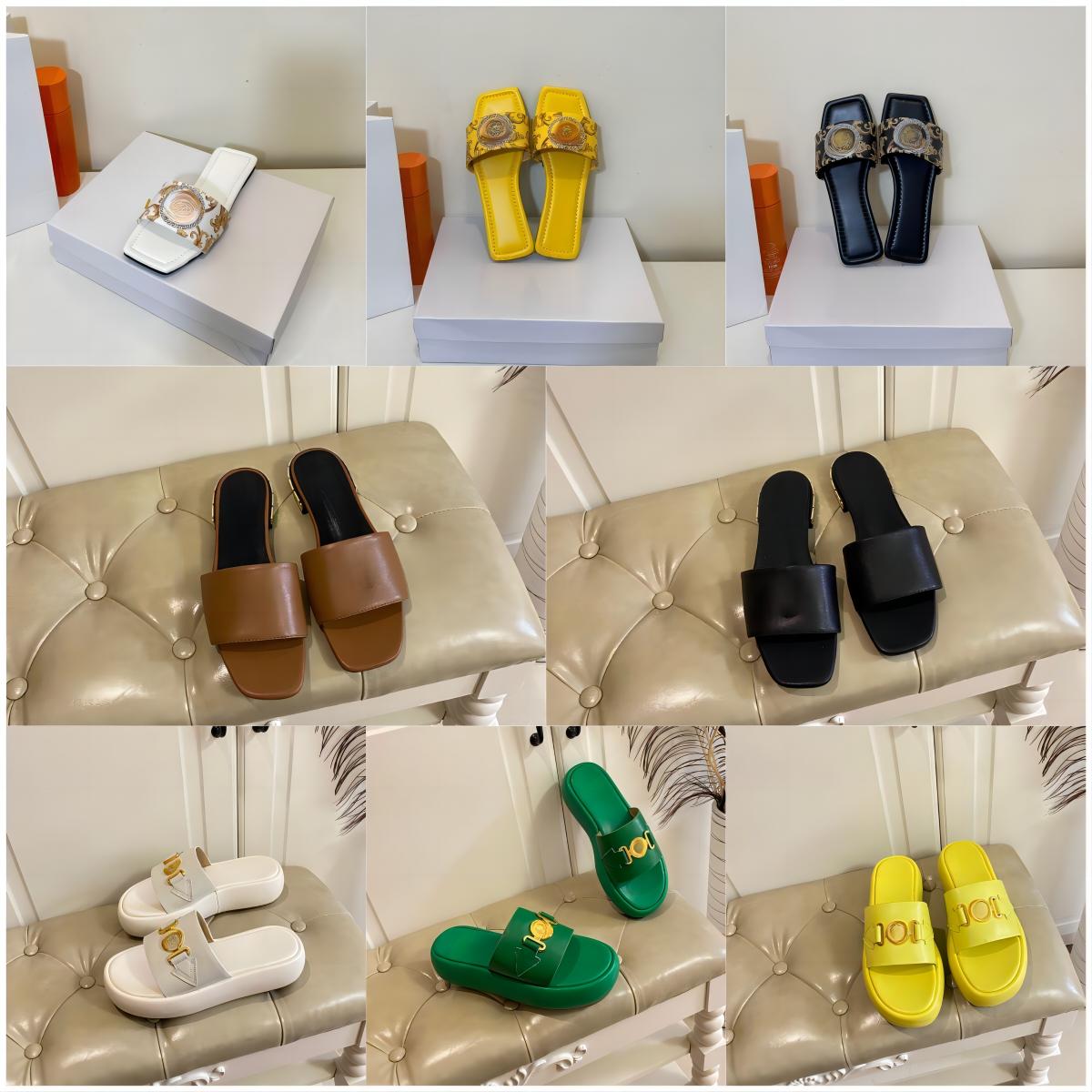 

2023 Designer Slippers Women Men Rubber Leather Slide Sandal Dress Shoe Wedges Sandal Beach Slippers Luxury Summer Platform SlideThick Bottom Size 35-42 With Box, Vc-14