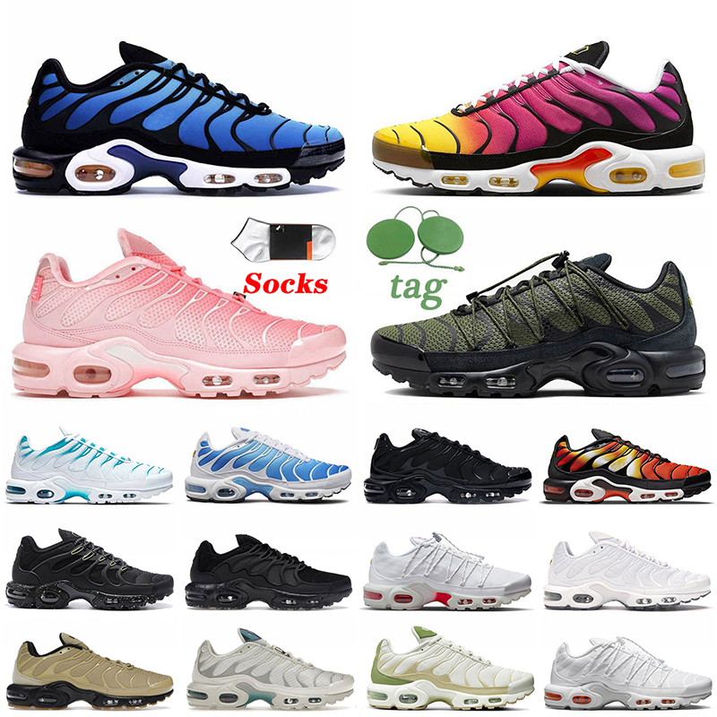 

2023 Utility Tns Tn Plus Running Shoes Terrascape Fashion Platform Clean White Atlanta Pink Sky Blue OG Gold Bullet Olive Black Fashion Women Mens Designer Trainers, D43 40-46 shattered ice black