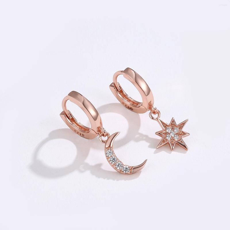 

Stud Earrings Exquisite Fashion S925 Sterling Silver Creative Zircon Women Ear Studs Pendant Star Moon Ladies Jewelry Earring