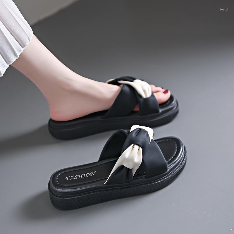

Slippers House Platform Shoes Slides Fashion Med Slipers Women Luxury Soft Flat 2023 Rubber PU