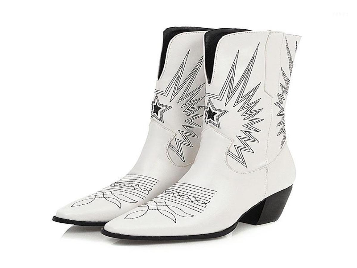 

AGODOR Cowboy Boots Women Western Ankle Booties Female High Heels Shoes Ladies Square Toe Sewing Shoes Winter Big Size18659823, Black