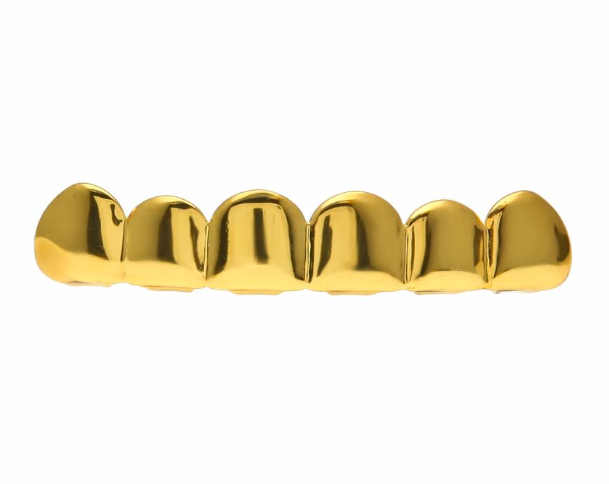 

Hip Hop 24k Gold Rhodium Plated Teeth Grillz Top Bottom Grill For Halloween Christmas Party Vampire Teeth For Men3401141