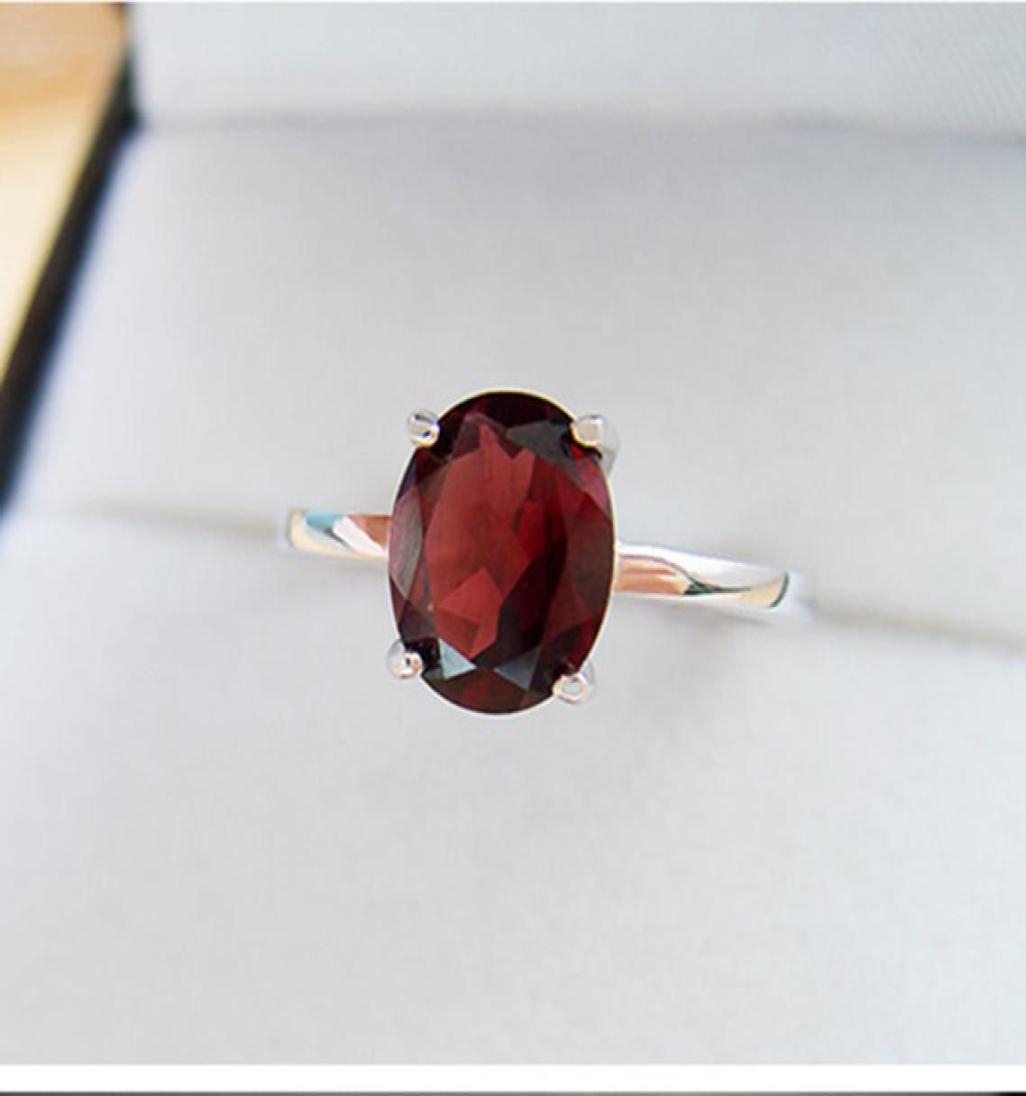 

100 natural garnet ring for daily wear 79mm garnet silver ring simple 925 silver gemstone ring5492861
