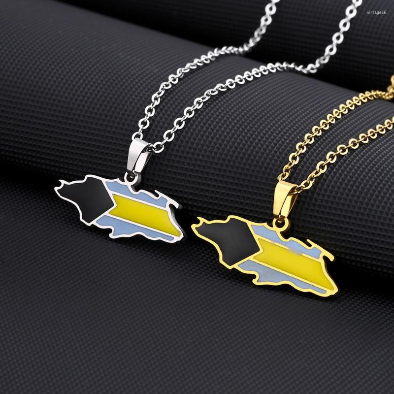 

Pendant Necklaces Bahamas Nassau Island Map Flag Necklace For Women Men Gold Silver Color Stainless Steel Fashion Jewelry Gifts