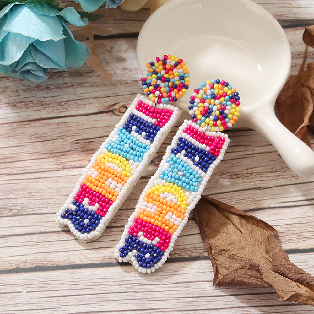 

Bohemian New Handmade Rice Bead Earrings Fashion Creative Fashion Street Shot Round Earrings Girl Earrings Jewelry Gifts