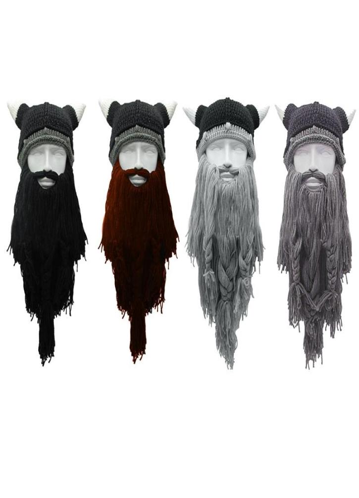 

Wide Brim Hats Adult Crazy Funny Halloween Cosplay Knitted Viking Beard Horn Hat Ski Mask Barbarian Vagabond Vintage Beanie Cap Wi8977675, Blue