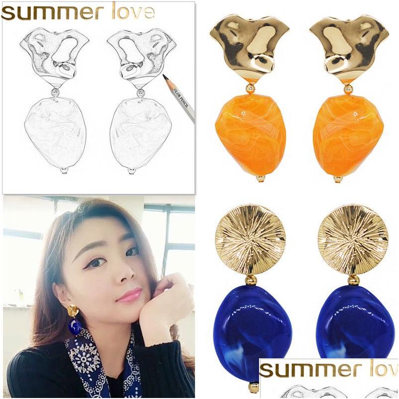 

Dangle Chandelier Mti Color Acrylic Earrings Irregar Big Resin Stone Exaggerated Metal Earring Fashion Jewelry Drop Delivery Dhf9H