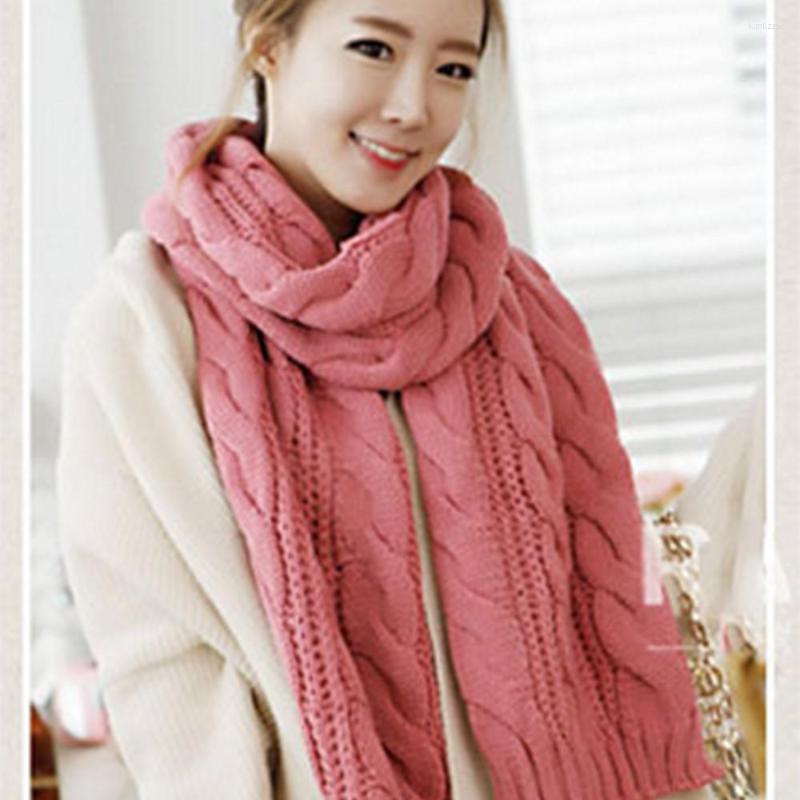 

Scarves Women's Thickened Warm Foulard Femme Blended Comfortable Large Scarf Hijab Solid 8-knot Knitting Twist Wool Shawl