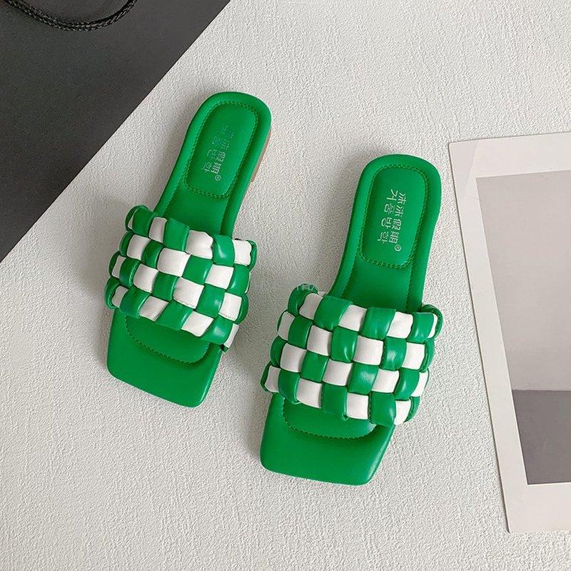 

Slippers 2023 Women Summer Weave Grid Open Toe Shoe Flat Casual Shoes Leisure Sandal Female Beach Flip Flops Big Size 35- 40, Royal blue