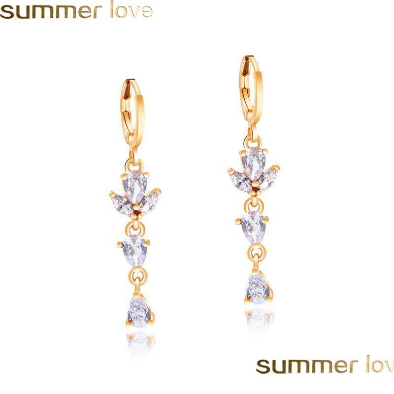 

Dangle Chandelier Trendy Colorf Zircon Water Drop Earrings Gold Color Long Shape For Women Girls Bridal Wedding Party Delivery Jewe Dhnhq