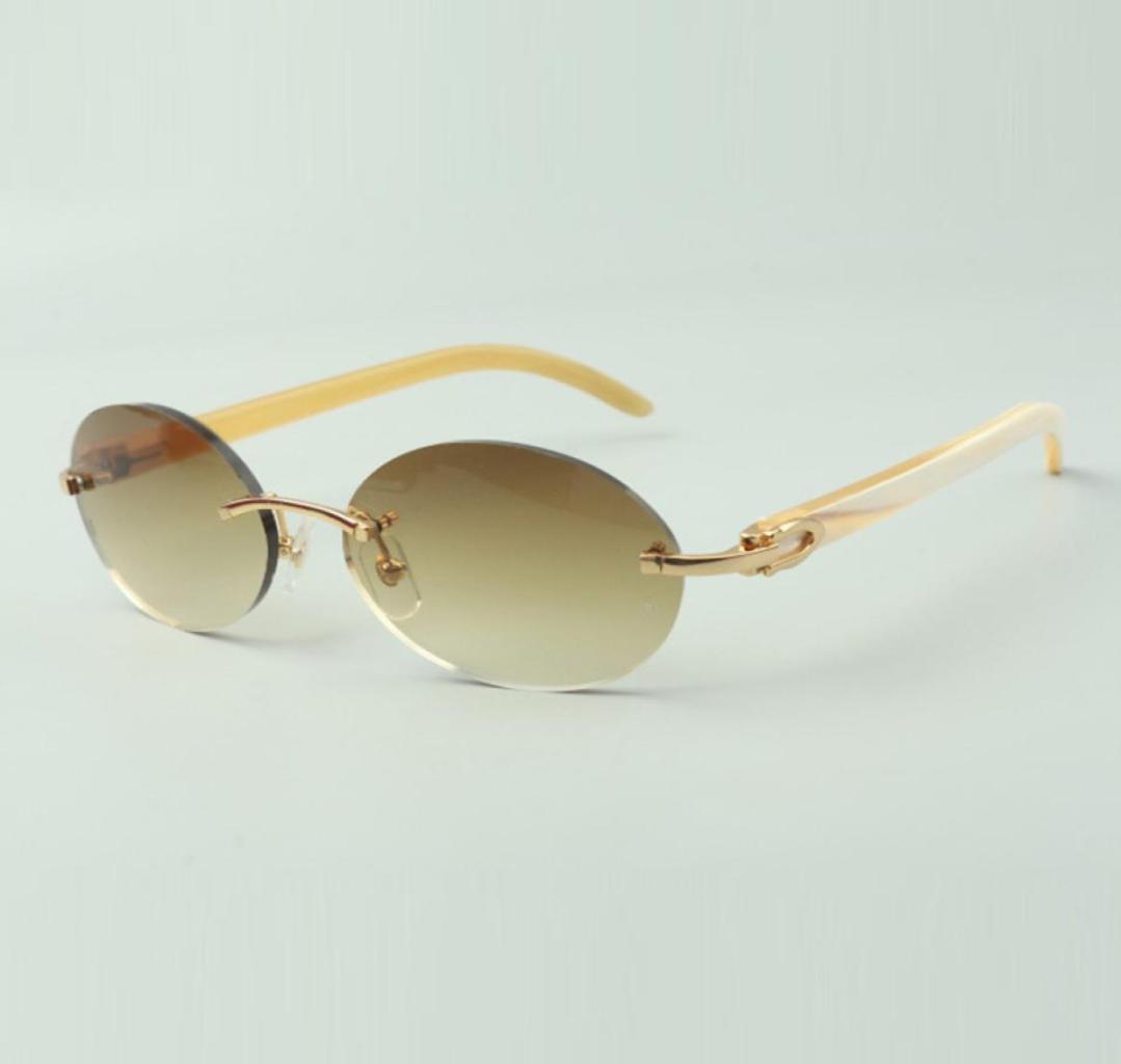 

Retro oval Buffs sunglasses 8100903B with natural white buffalo horn sticks and 58mm lenses5280051