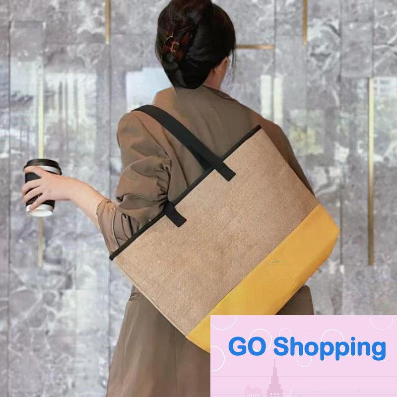 

Summer Fashion Simple Large Capacity Shopping Bag All-Match Stitching Straw Bag Women's Shoulder Bags, Aspic